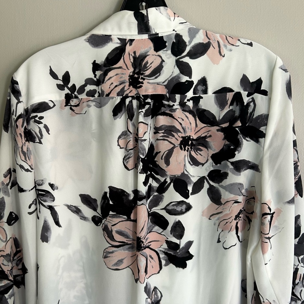 KARL LAGERFELD Edwardian Floral Romantic Poet Ruffle 3/4 Sleeve Blouse Top Sz M - Picture 12 of 15